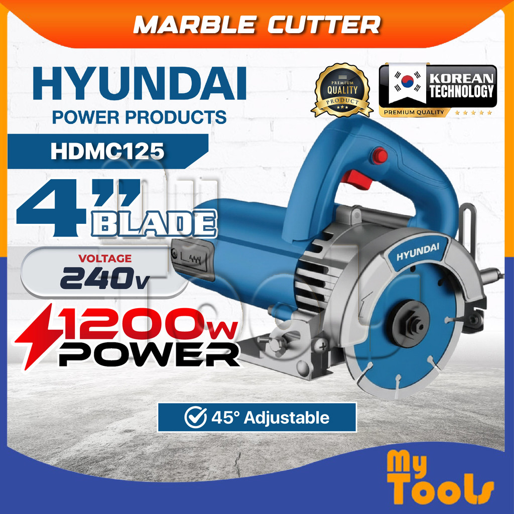Mytools HYUNDAI 4-inch Marble Cutter HDMC125 125mm 1200W Electric Tile ...
