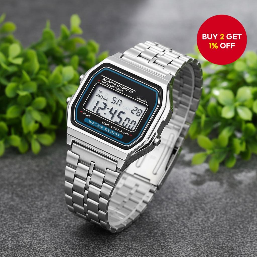 Vintage WR Watch for Men and Women - Silver, White Face, Black Numerals ...