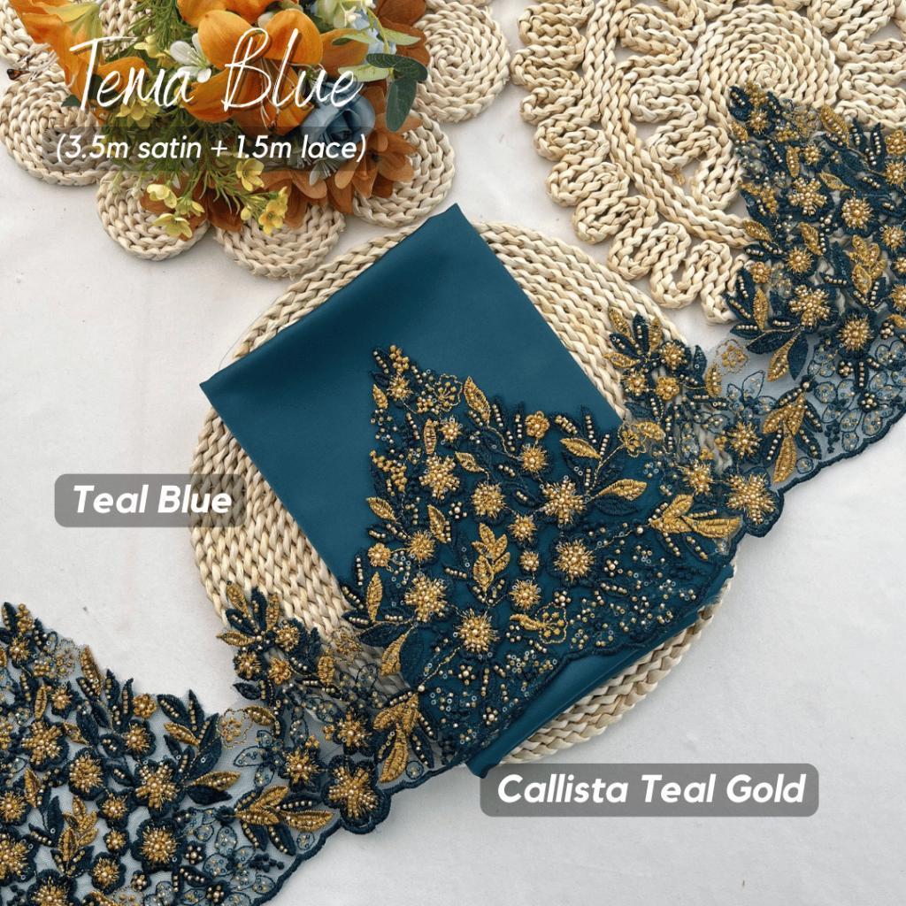 (SATIN LACE) TEMA TEAL WARNA HOT RAYA 2026 COMBO COLOUR TEAL SET KAIN ...