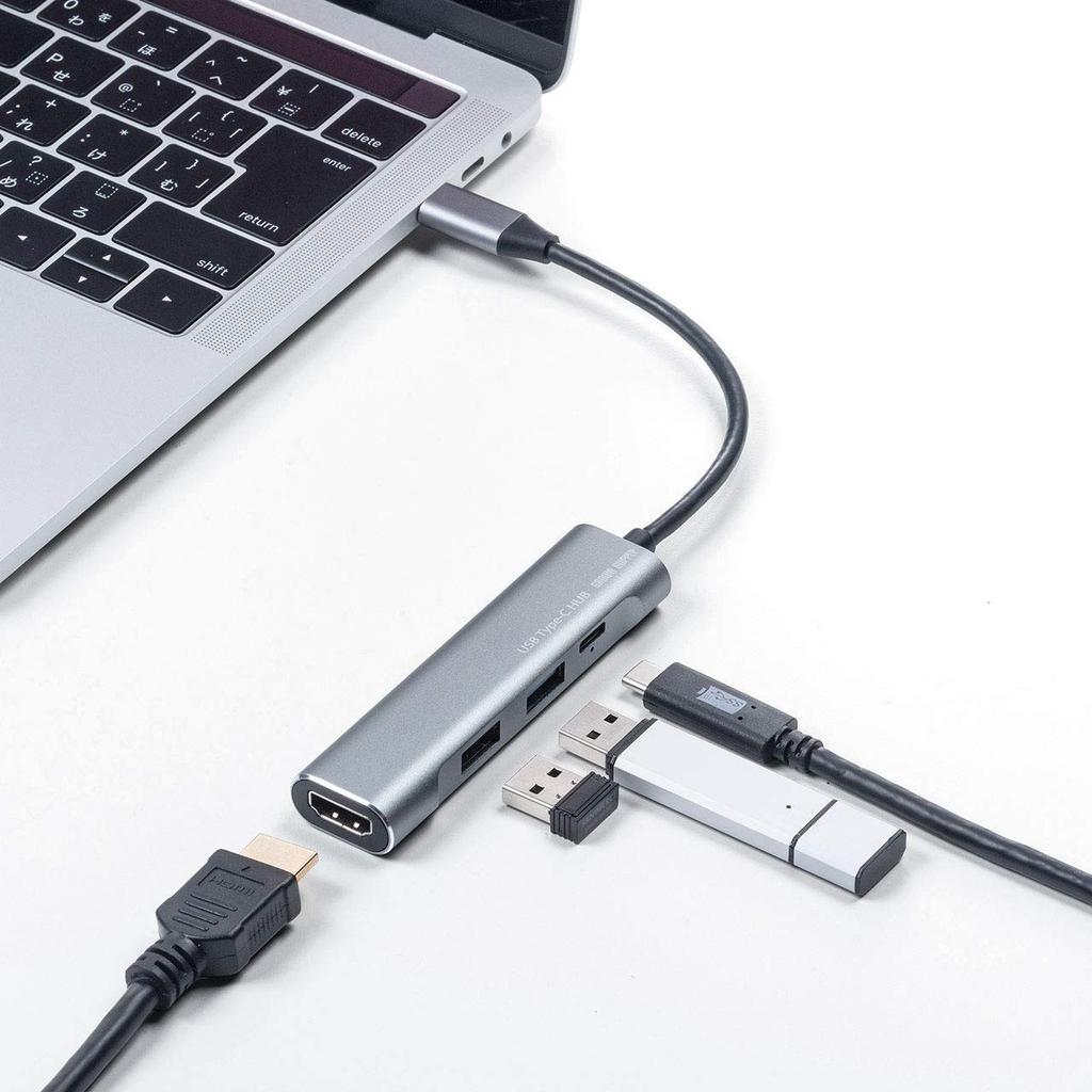 Sanwa Direct USB Hub Type-C Connection HDMI 4K / USB C x1 PD Compatible ...