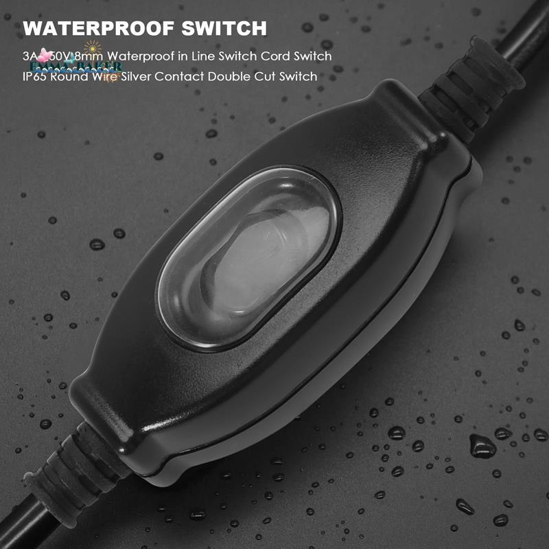 3A 250V Waterproof in Line Switch Cord Switch IP65 Round Wire Silver ...