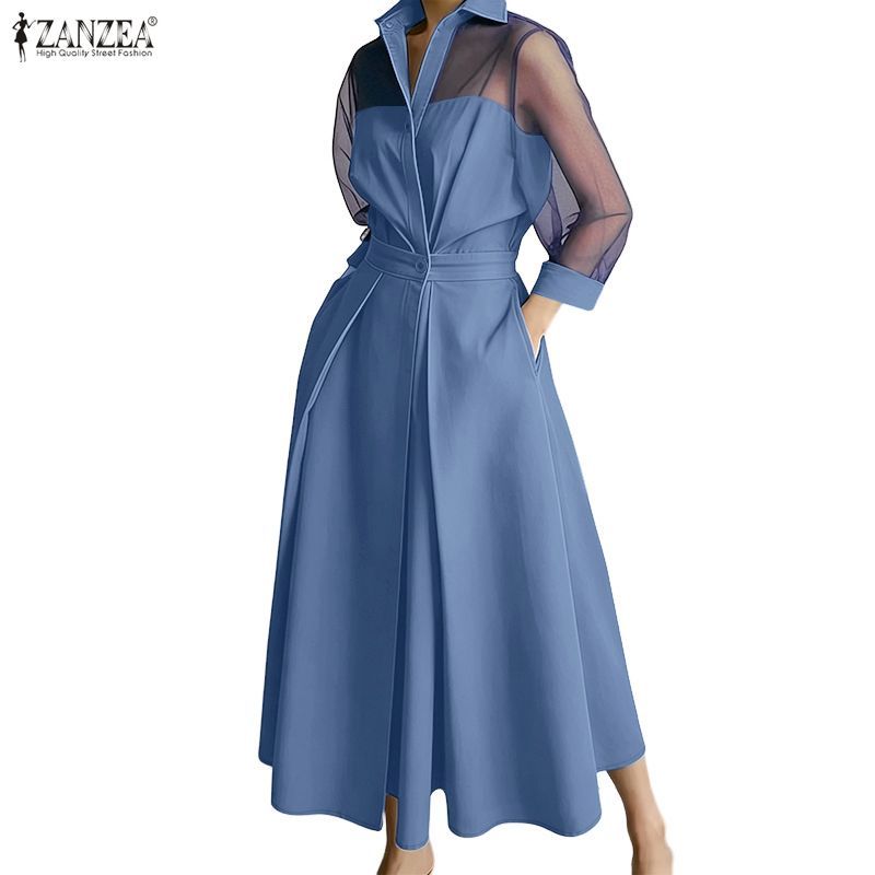vintage dress shopee maxi Polka Dot A-Line Maxi midi dress with Sleeves with Puff Sleeves for Women The soft Outfit Shopee Dresses Shop Vintage