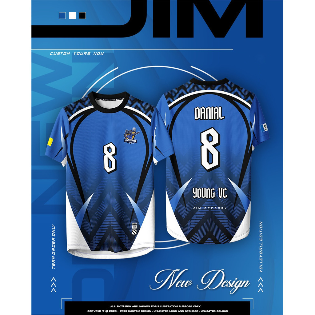 Customized Volleyball Shirt Malaysia Royal Blue Black Full Sublimation ...