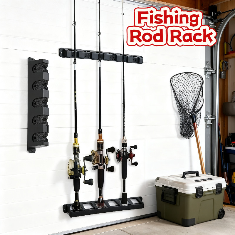6 Slots Fishing Rod Rack Wall-mounted Pancing Pemegang Rak Paparan Kayu ...