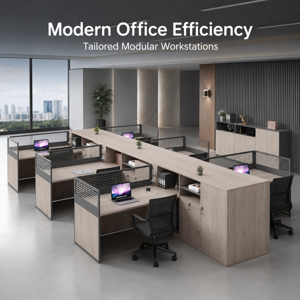 Modern Modular Office Workstation Staff Desk with Integrated Storage ...
