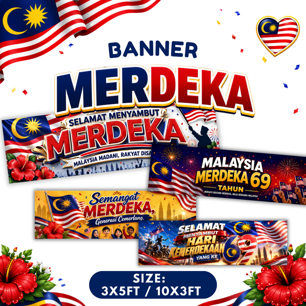 Banner sepanduk Malaysia Merdeka streamer bunting sambutan Merdeka hari ...