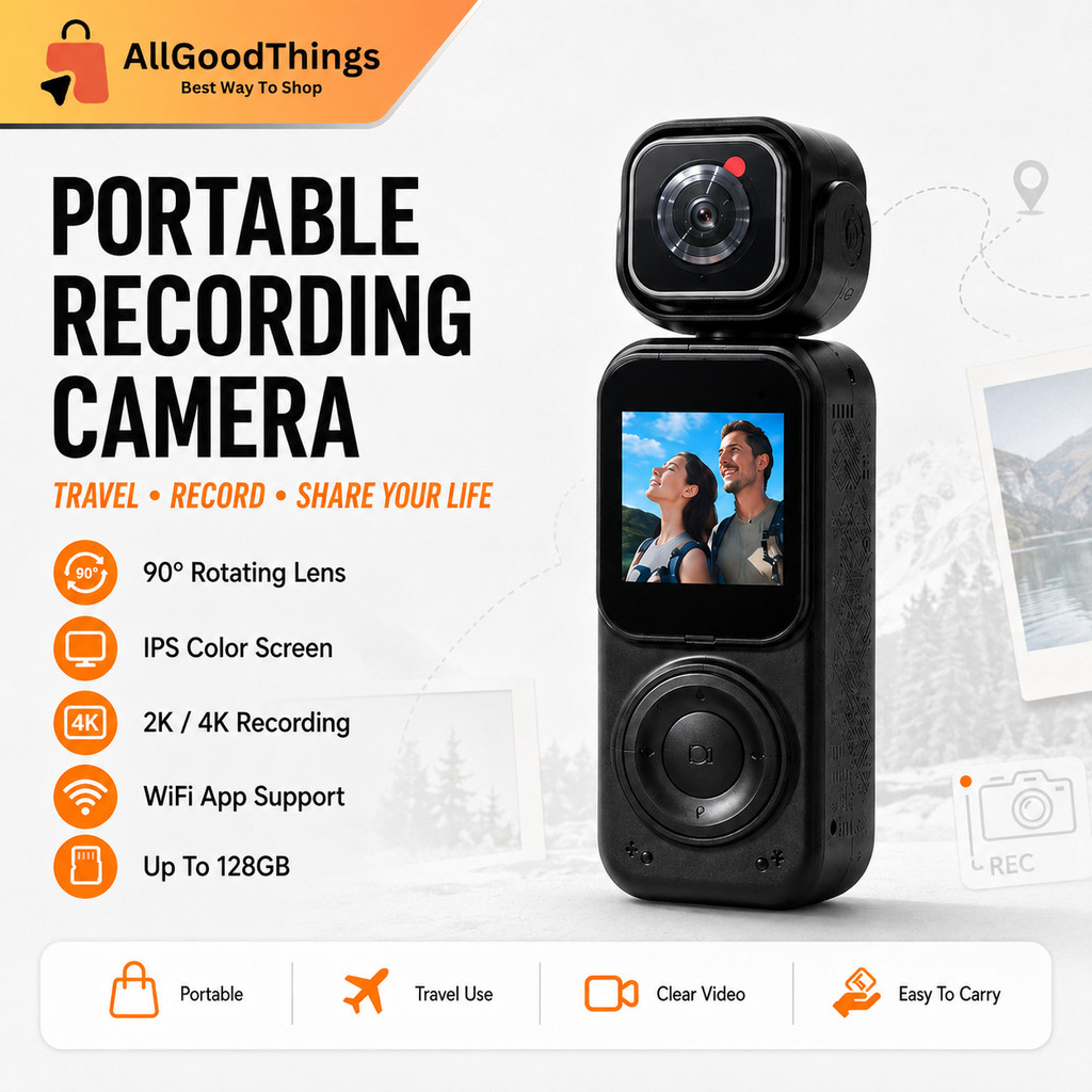 4K Mini Camera WiFi Action Camera 90° Rotating Lens, IPS Screen, Loop ...
