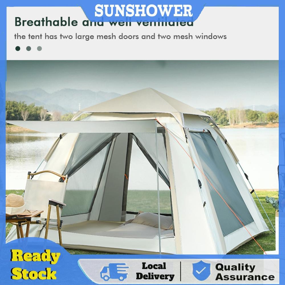 Easy Pop Up Camping Tents Waterproof Two Doors Instant Tent Automatic ...
