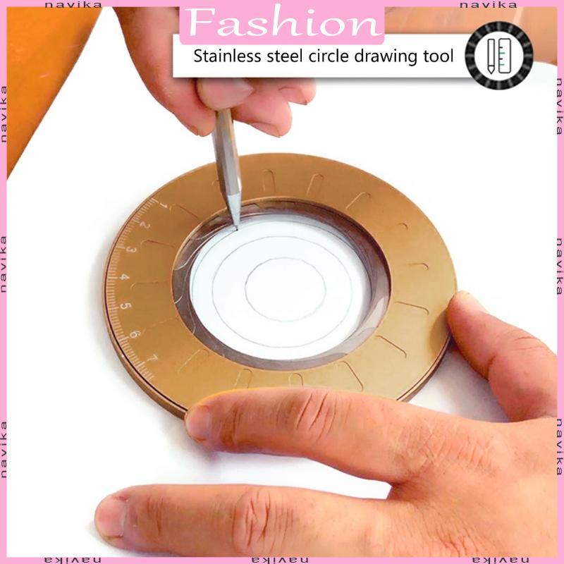 NAV 5Inches Round Geometry Ruler Metal Scale Ruler Drawing Circle Ruler ...