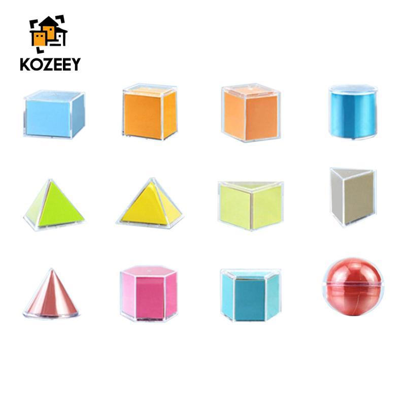 KOZEEY 12x 3D Geometric Shapes Blocks Montessori Transparent Pattern ...