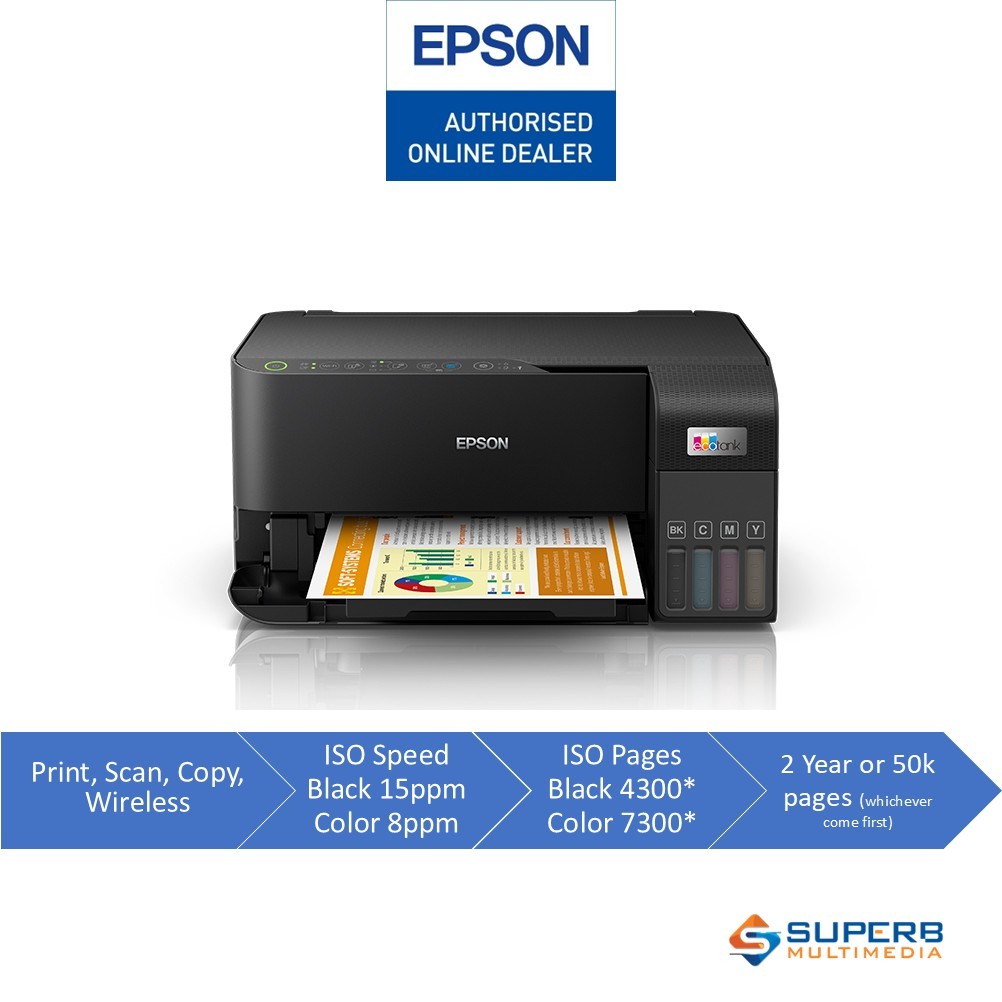 Epson EcoTank L3550 Ink Tank Printer (Print, scan, copy, WiFi) | Shopee ...