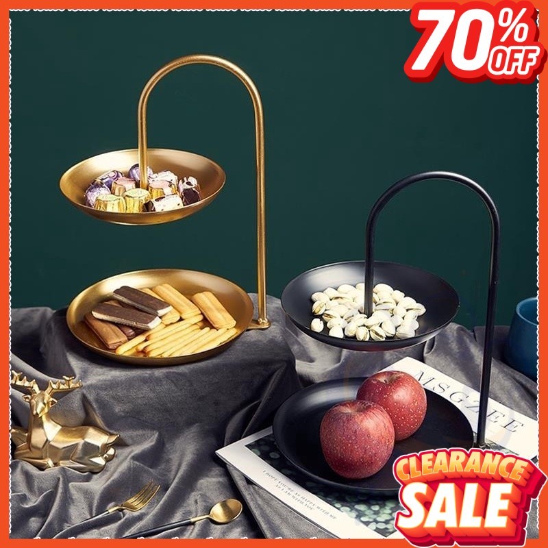 ITACO 2 Tiers Gold Black Steel Raya Cake Stand Dessert Tray Jewelry ...