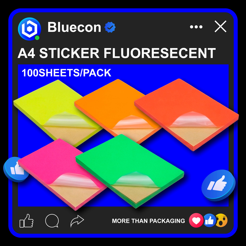 A4 PAPER STICKER FLUORESCENT COLOUR BLUECON | Shopee Malaysia