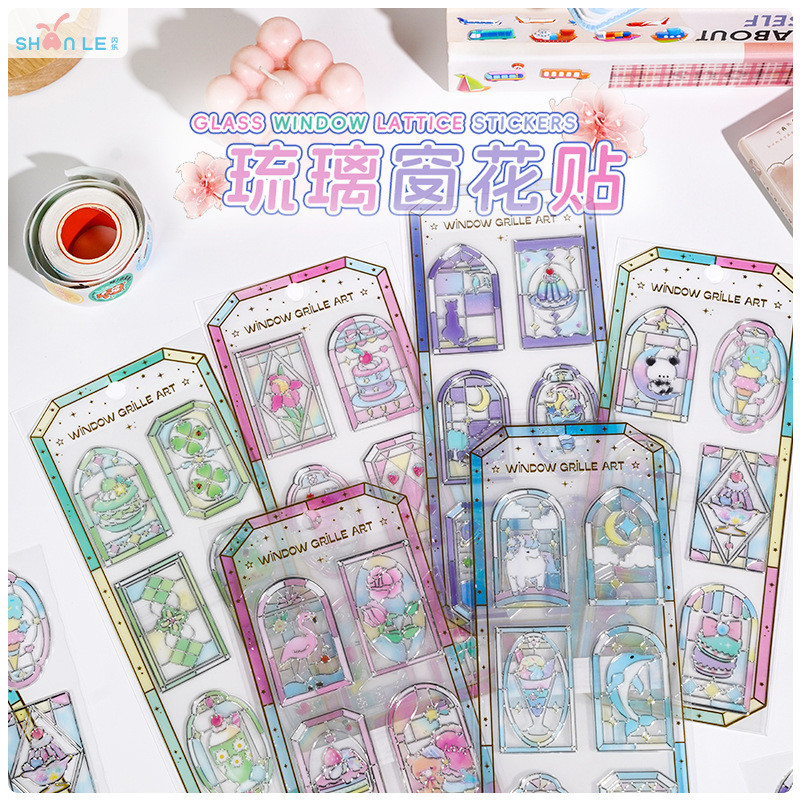 Glass Window Flower Stickers Cute Cartoon Transparent Glass Stickers ...