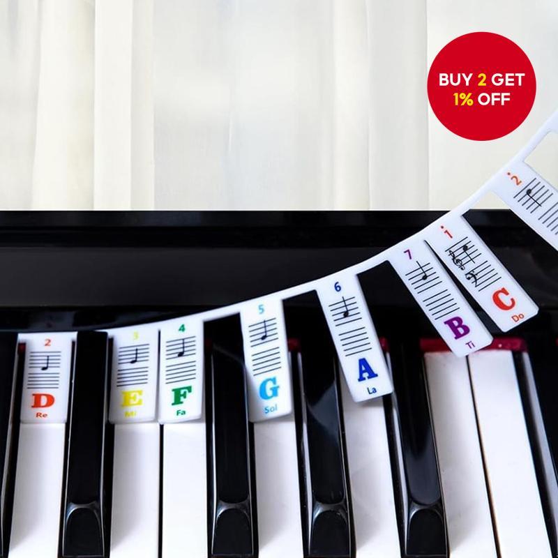 Beginner Piano Note Labels, Removable Silicone Keyboard Guide for 88 ...
