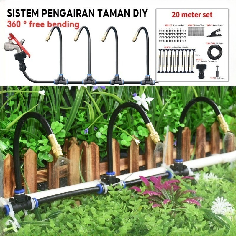 【Ready Stock】DIY 15M/20M Micro Drip Irrigation System Garden Watering ...