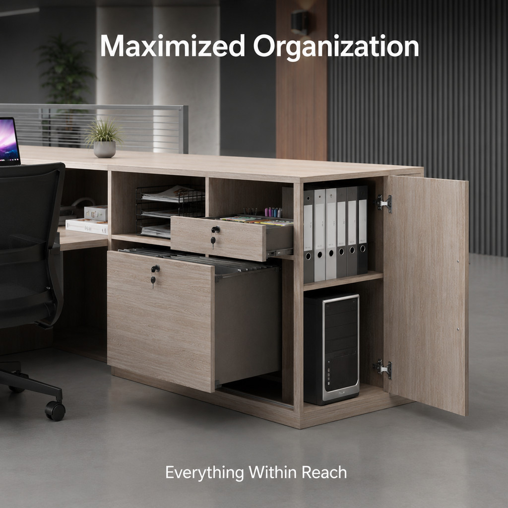 Modern Modular Office Workstation Staff Desk with Integrated Storage ...