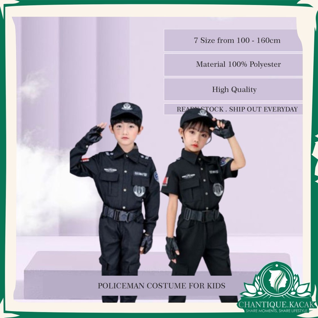 CK Seragam Polis Cosplay Budak Set Dengan Topi Mainan Peranan Watak ...