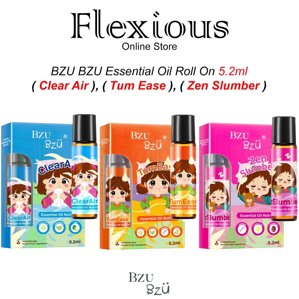 *BZU BZU* Essential Oil Roll On 5.2ml ( Clear Air ), ( Tum Ease ...