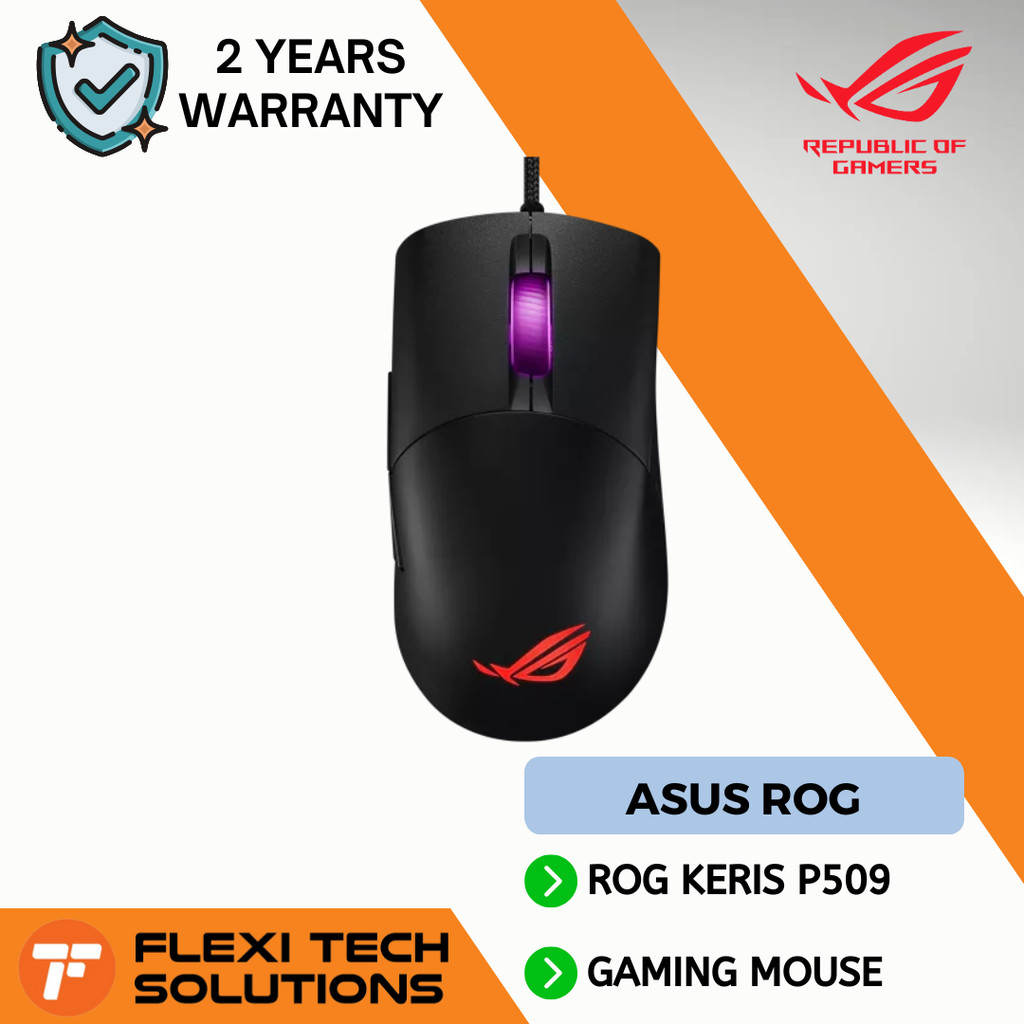 Flexi Tech ASUS MOUSE GAMING WIRED USB ROG KERIS P509 (ASUS-90MP01R0 ...
