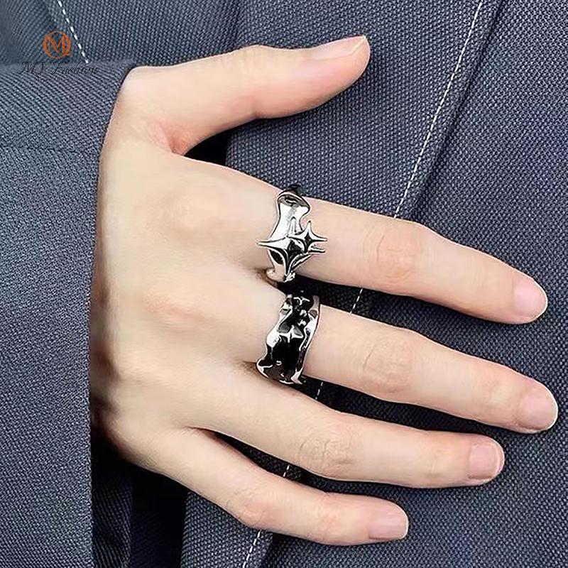 { MY Fashion } Fashion Silver Color Stars Geometric Irregular Hip Hop ...