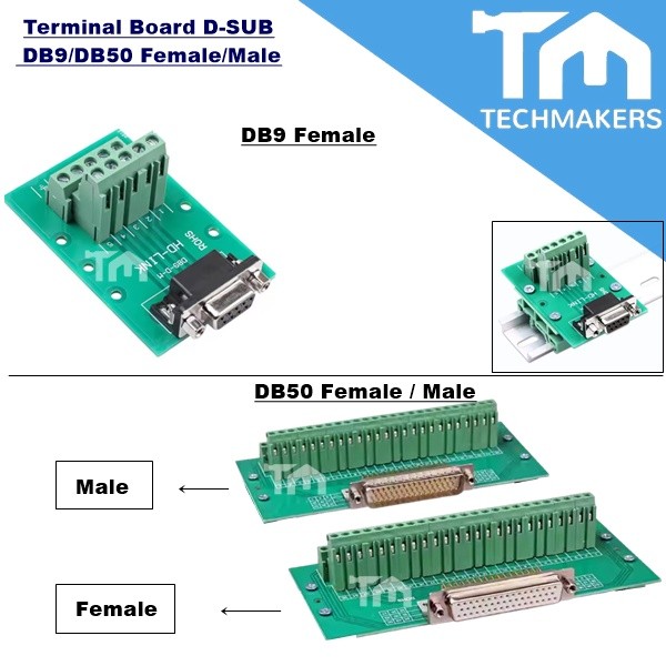 Terminal Board D-SUB DB9/DB50 Female/Male Terminal Blockr Breakout Board Connecto
