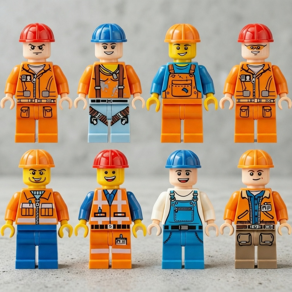 Construction Worker Minifigures Building Block Figures Engineer Worker ...