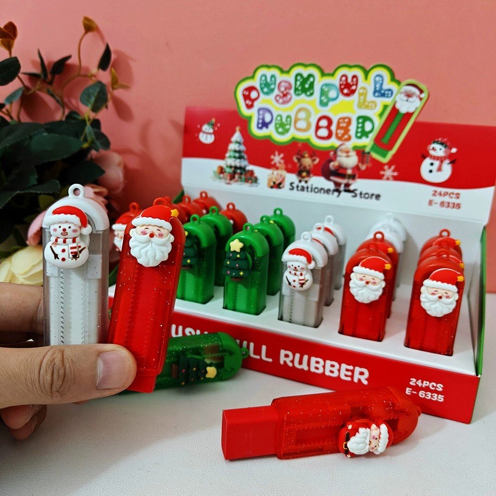 Christmas Cartoon Eraser Push Pull Rubber Clean Erasing No Dust ...