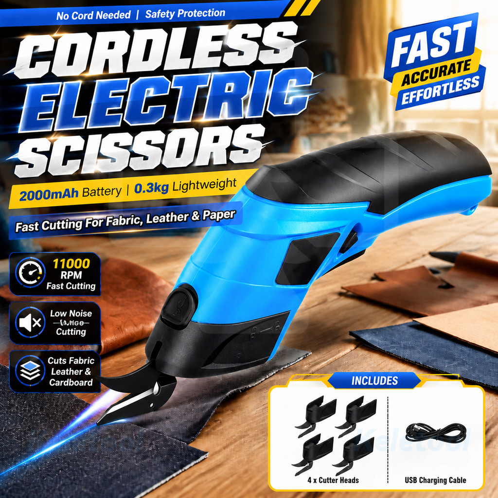 Rechargeable Cordless Electric Scissors Fabric Cutter Portable USB ...