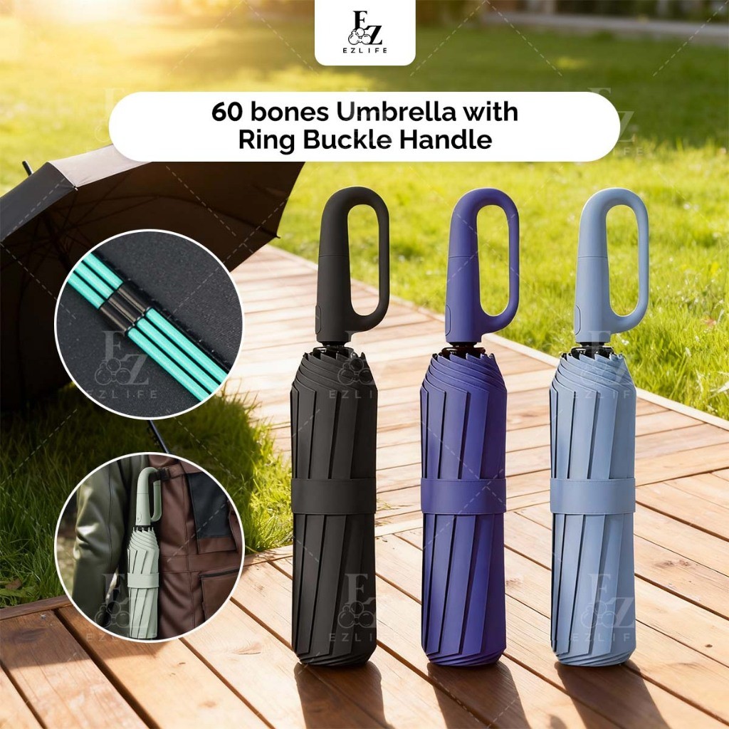 Ezlife 60 bones Umbrella Ring Buckle Handle Fully Automatic 10 ribs ...