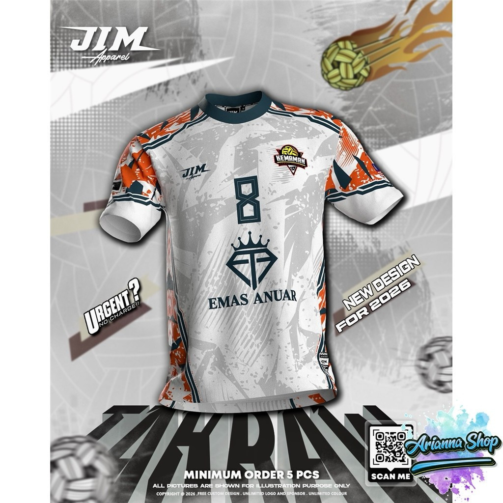 Customized Sepak Takraw jersey, Malaysia white, orange gray, fully ...