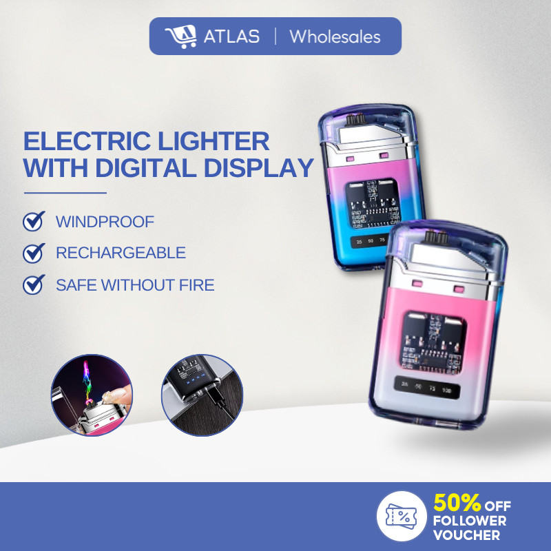 ATLAS Electric Lighter with Digital Display Type C Rechargeable USB ...