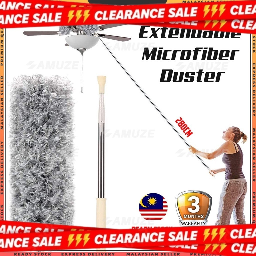 280cm Microfiber Fan Duster Extendable Expandable Bendable Head Feather ...