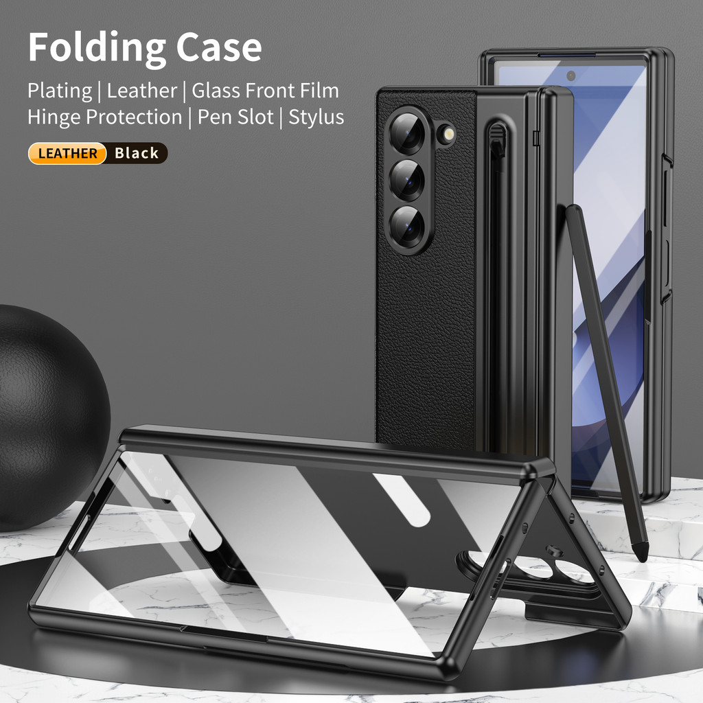 Luxury Electroplated Leather Folding Case For Samsung Galaxy Z Fold7 ...