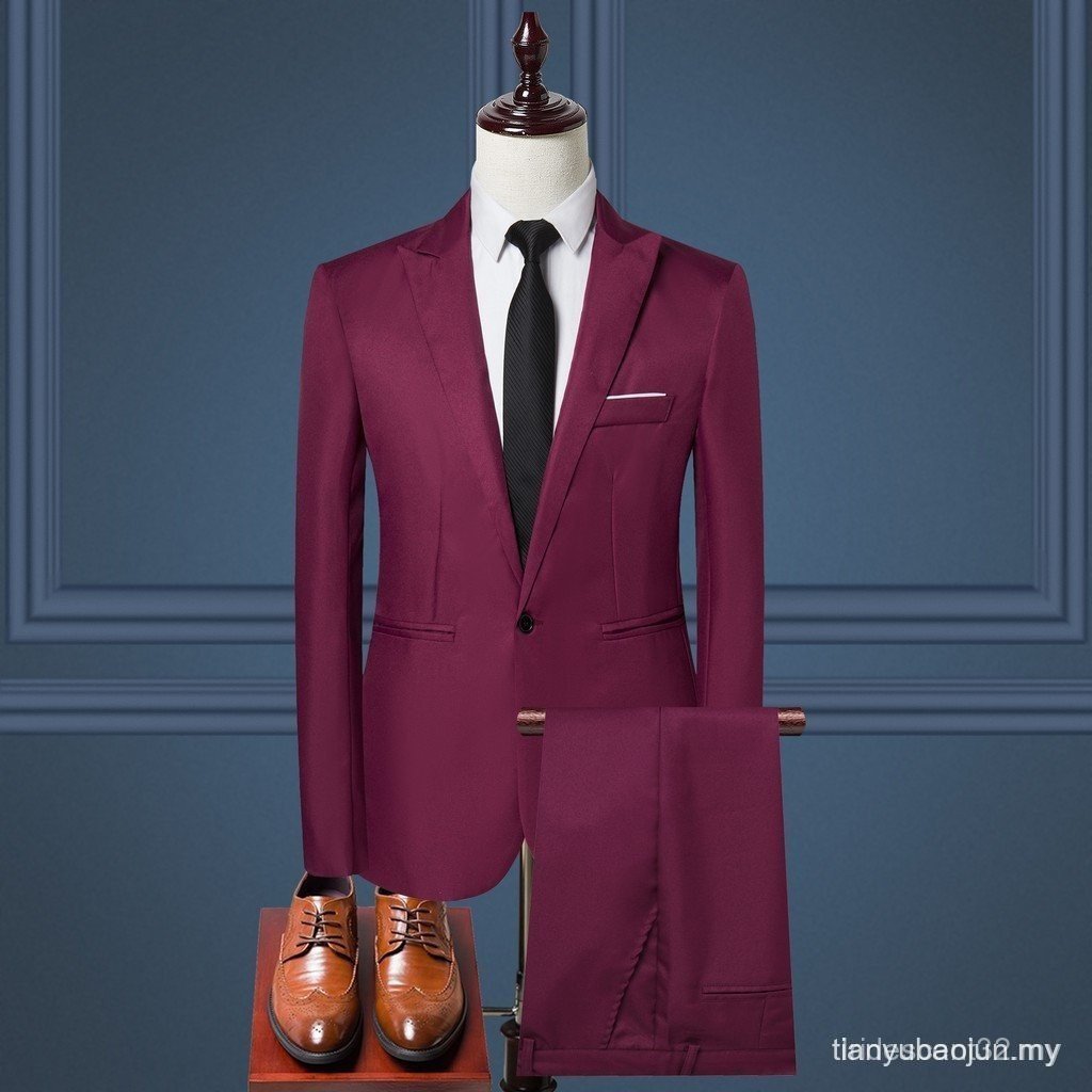 Wedding Men's Suits Casual Formal Business Blazer 2-Pieces Set Slim Fit ...