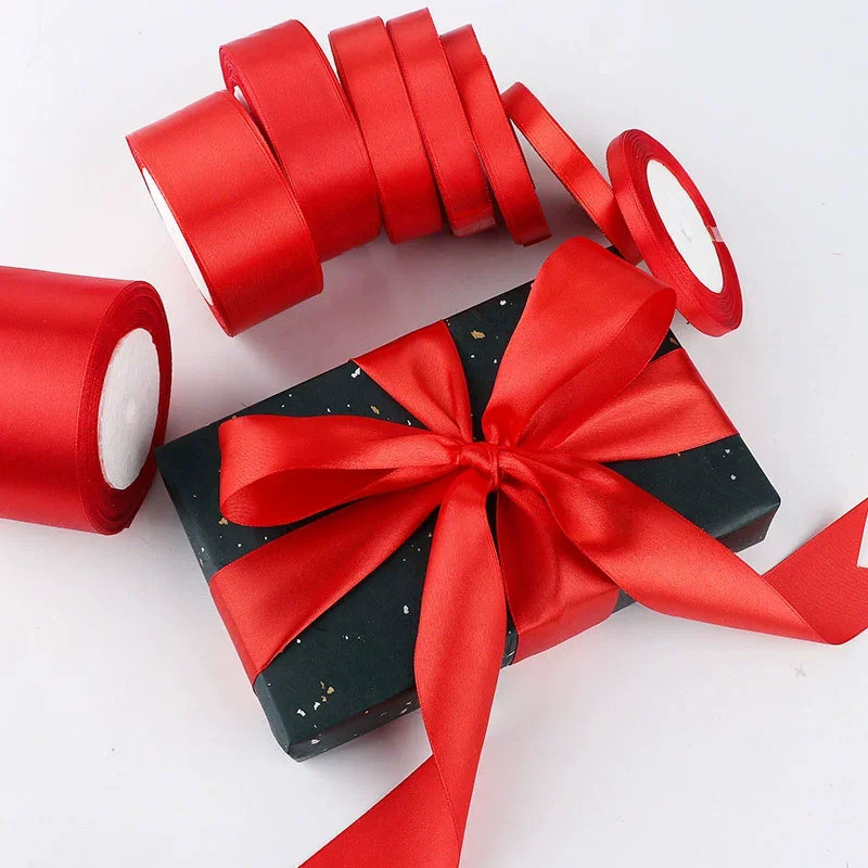 6-10-12-15-20-25-30-40-50mm red Satin Ribbons Christmas Wedding ...
