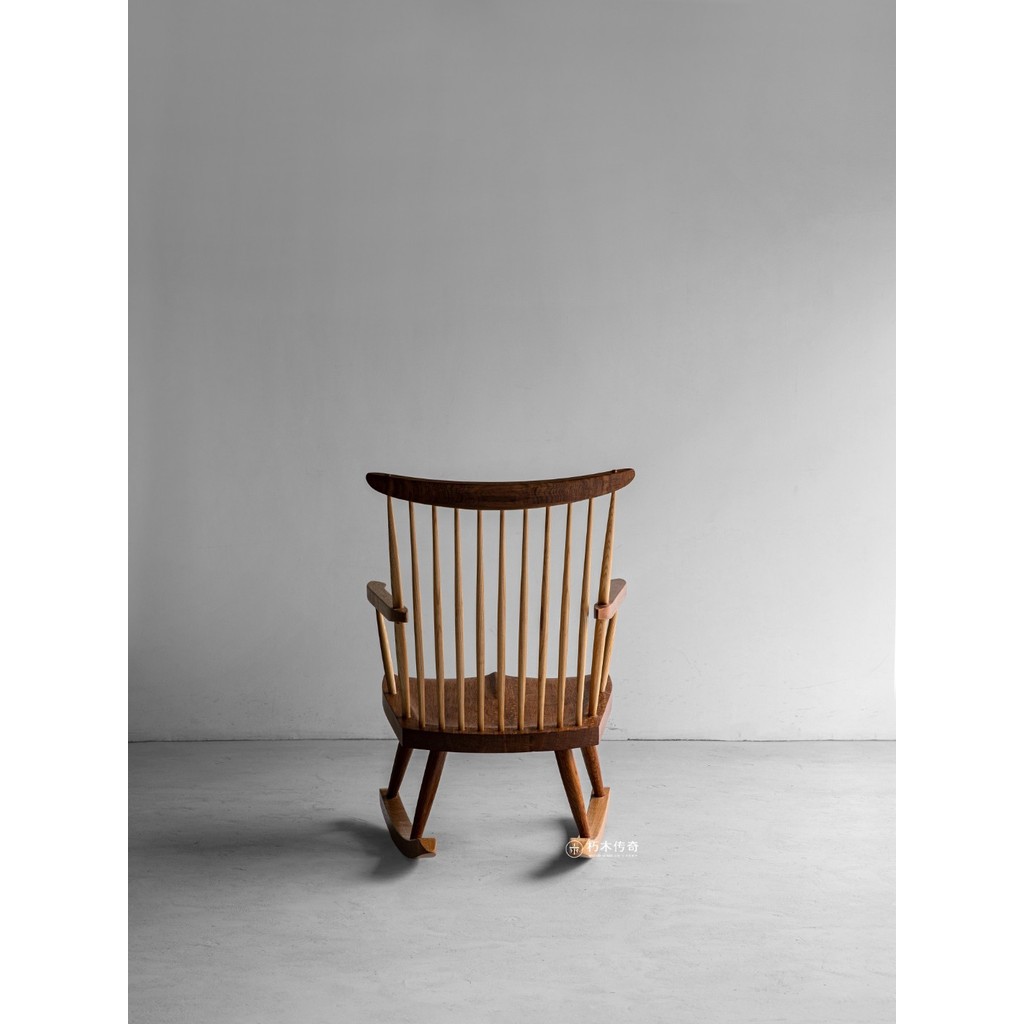 Nakajima George Japanese Style Solid Wood Fishbone Leisure Rocking ...