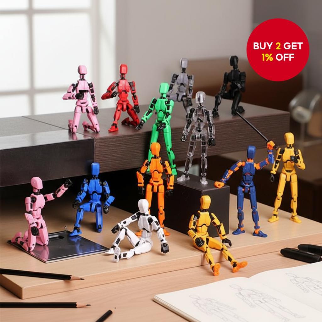 Lucky Robot Figurine, a 3D-printed articulated robot model, a movable ...