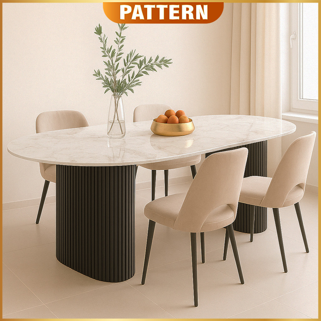 PATTERN Luxury Oval Marble Dining Table Dining Chair | Oval Ceramic ...