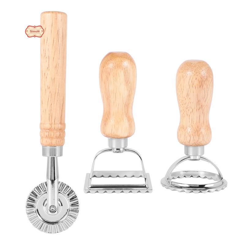 3Piece Ravioli Pasta Cutter Set, Ravioli Stamp Maker with Wooden Handle ...