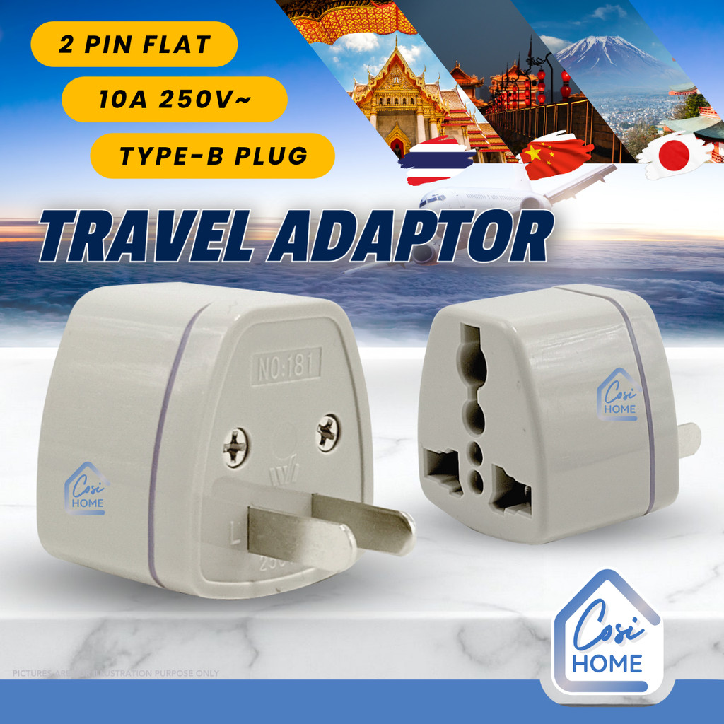2 Pin Universal Travel Adapter Plug Thailand China Type B Travel ...