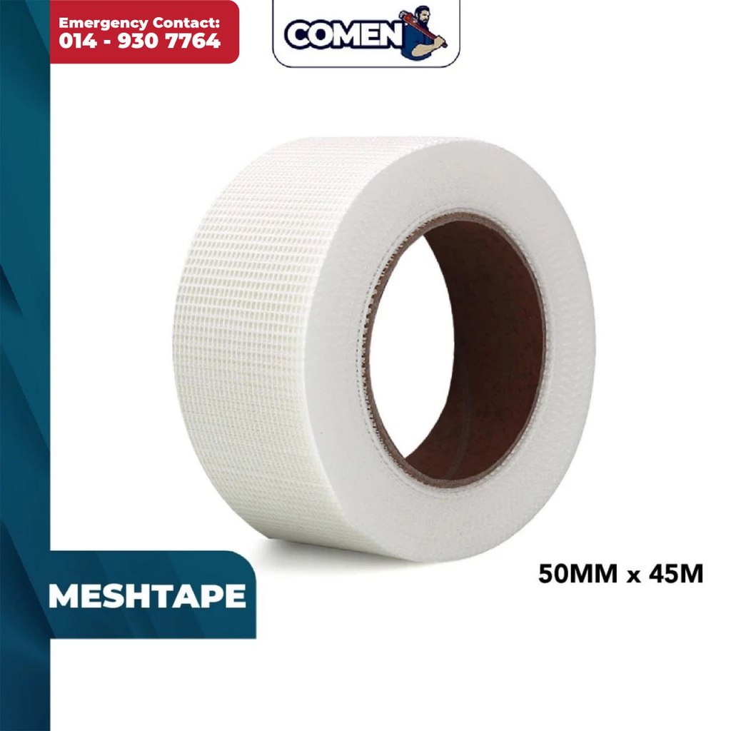 COMEN Fibre Glass Self Adhesive Mesh Tape 50MM x 45M Drywall Joint Tape ...
