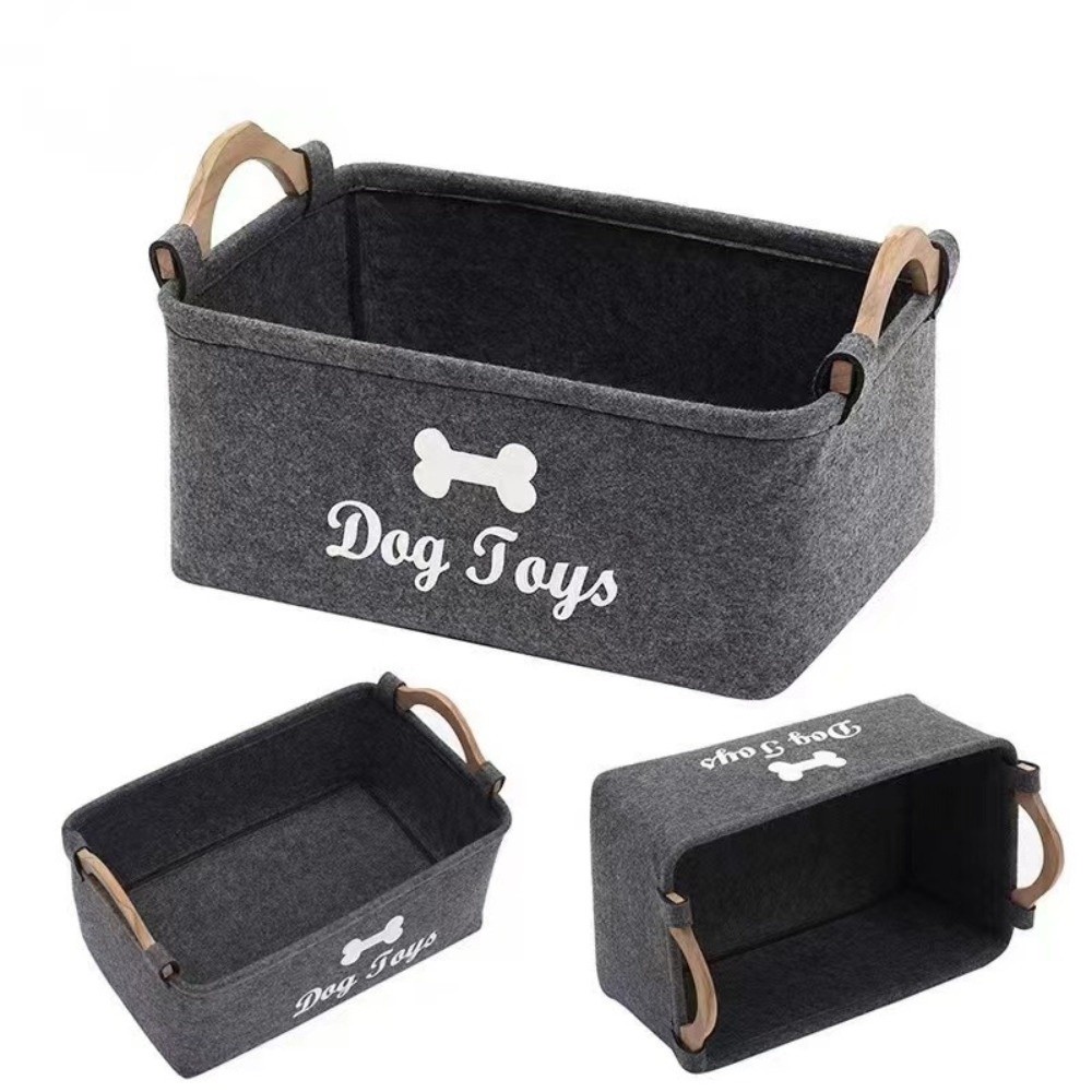 DARBEMY Pet Toy Storage Basket, Felt Versatile Felt Storage Basket ...