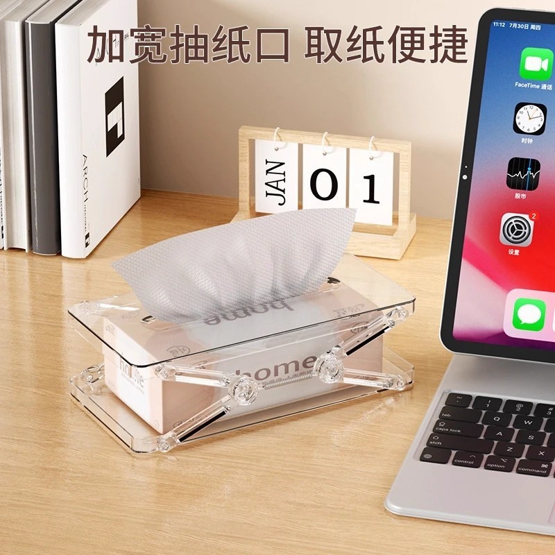 Spring Retractable Paper Box Desktop Household Living Room Coffee Table ...