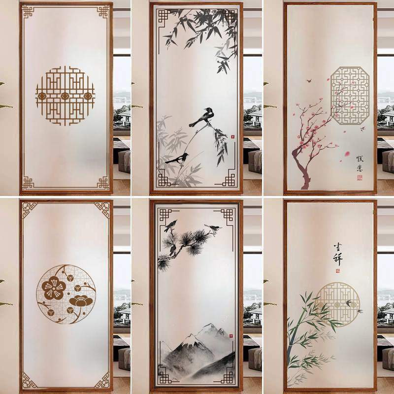 Antique Chinese Style Electrostatic Glass Film Transparent Impervious ...