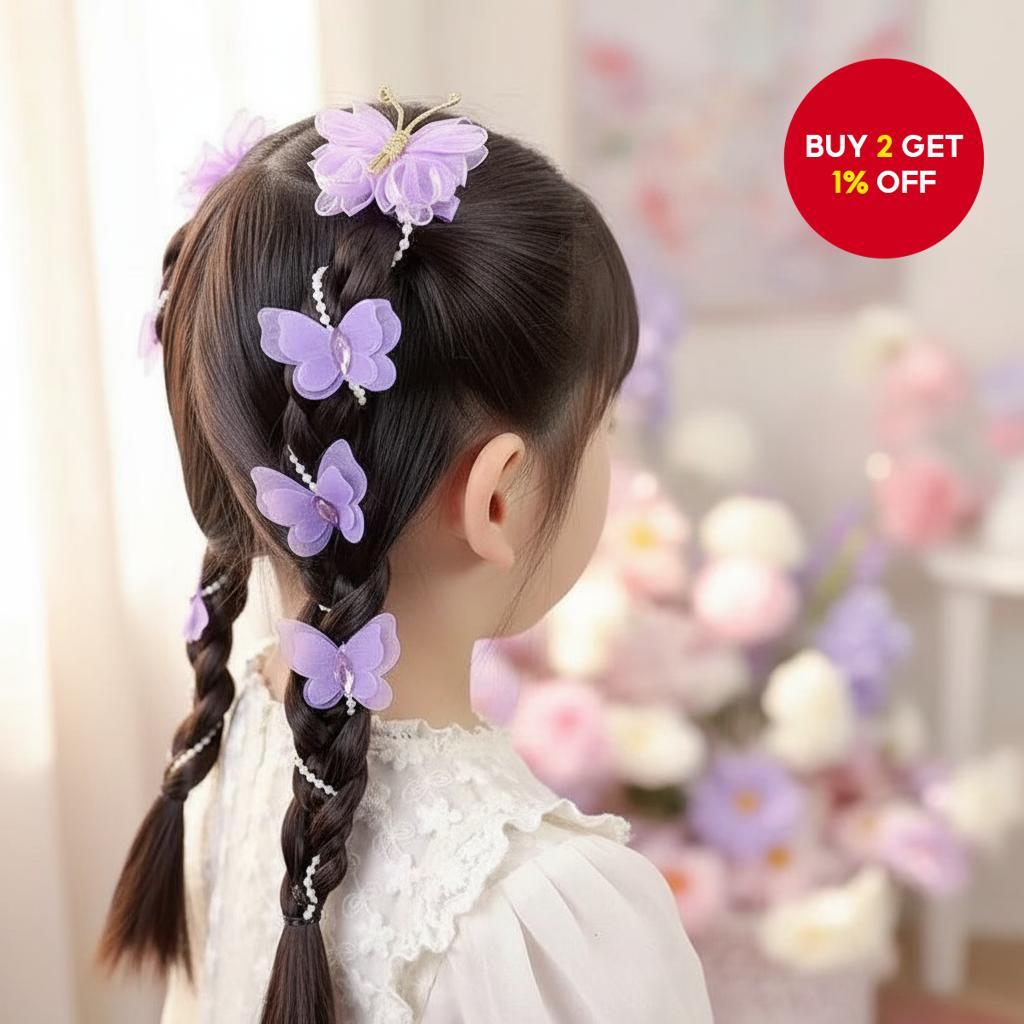 Korean Girl's Hair Chain with Pearl Ribbon Braid Clip in Princess Style ...