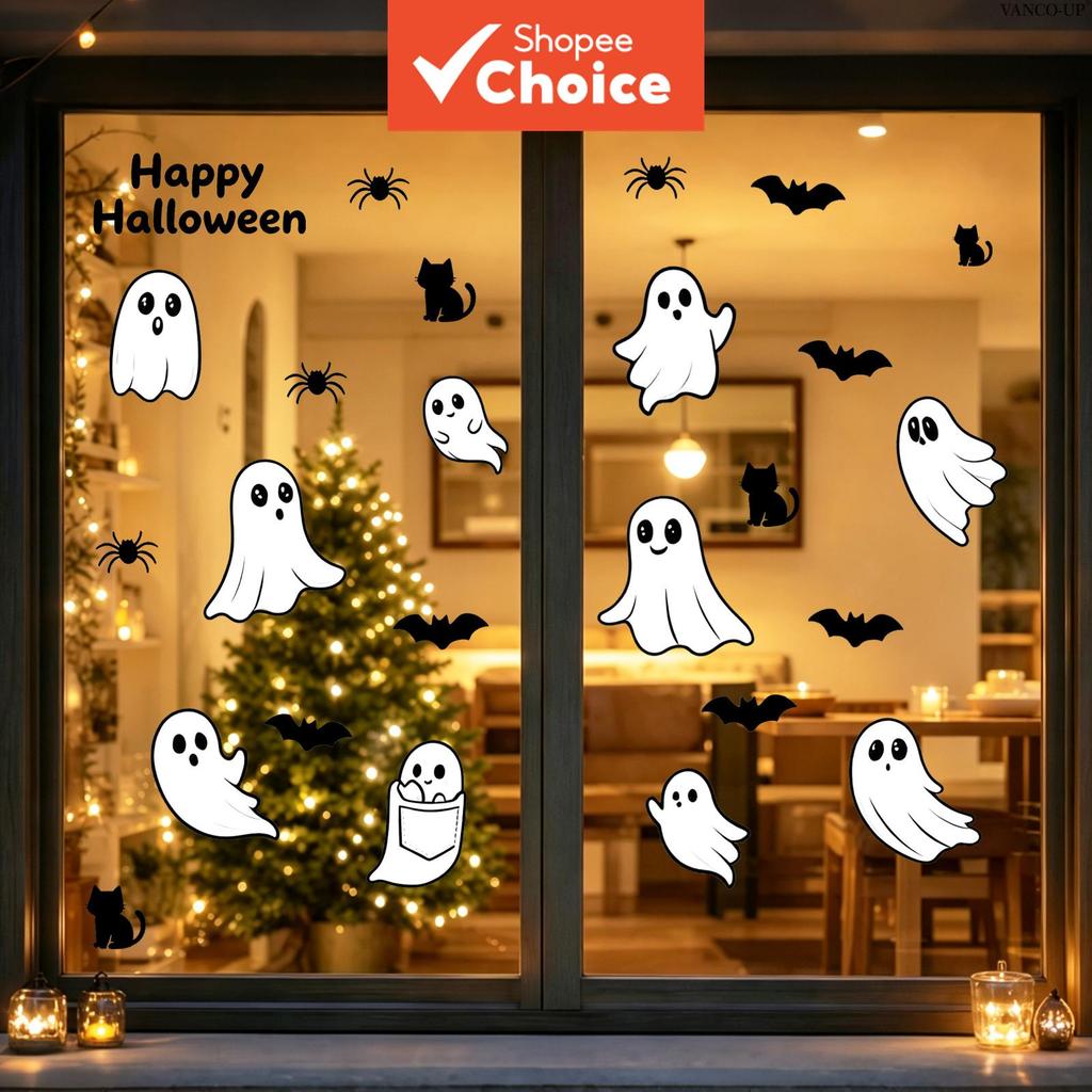 One (30*60Cm) Halloween Cartoon Ghost Bat Electrostatic Window Sticker ...