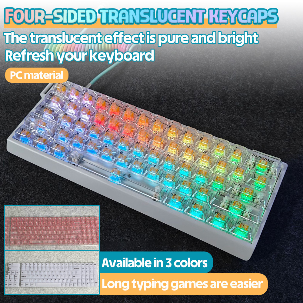 PBT Mechanical Keyboard Sublimation Keycaps 115 Keys Transparent And ...