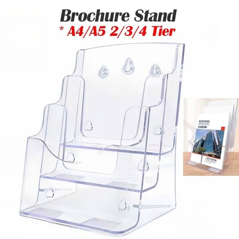 A4 A5 Brochure Stand 2/3/4 Tier Rack Wall Acrylic CD Display Stand ...