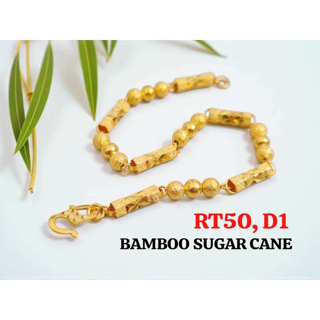 Wing Sing Rantai Tangan Sugar Cane Tebu Beads Bamboo Tulen Bajet Emas ...